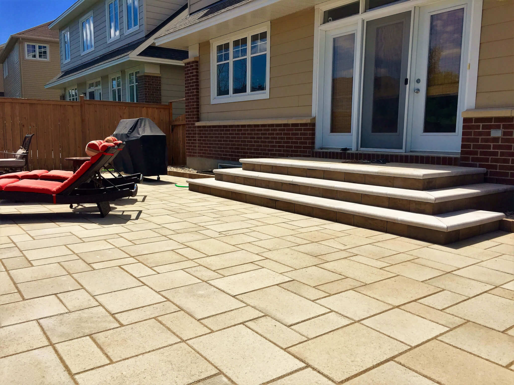 Interlocking stones and bbq on patio