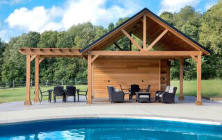 Poolside wooden gazebo